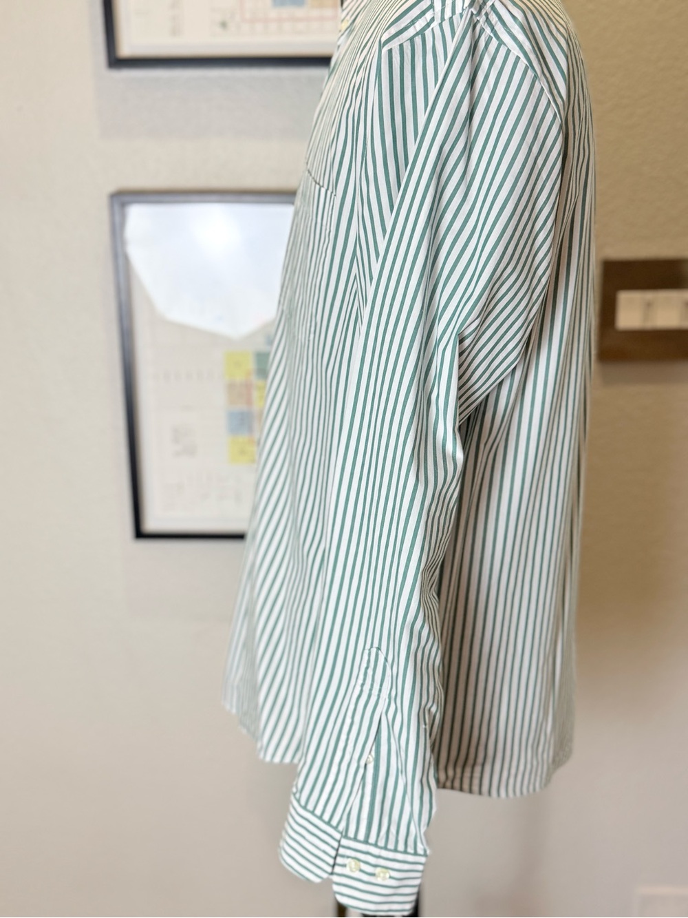 Brooks Brothers Friday Shirt Men's L Green White Stripe Button-Down - Picture 8 of 11